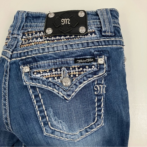 Miss Me Vintage Wash Rhinestone Bootcut Jeans - Picture 1 of 14